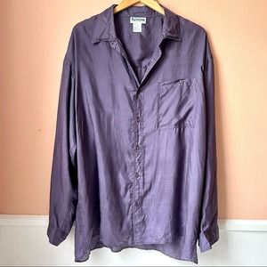 Oversized Purple Silk Oversized Button Down Top Womens XL